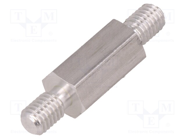 Screwed spacer sleeve; 15mm; Ext.thread: M5; hexagonal; aluminium