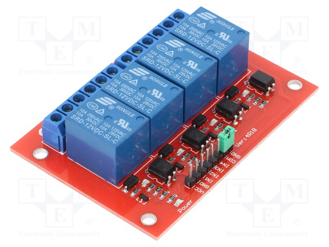 Module: relay; Channels: 4; 12VDC; max.250VAC; 10A