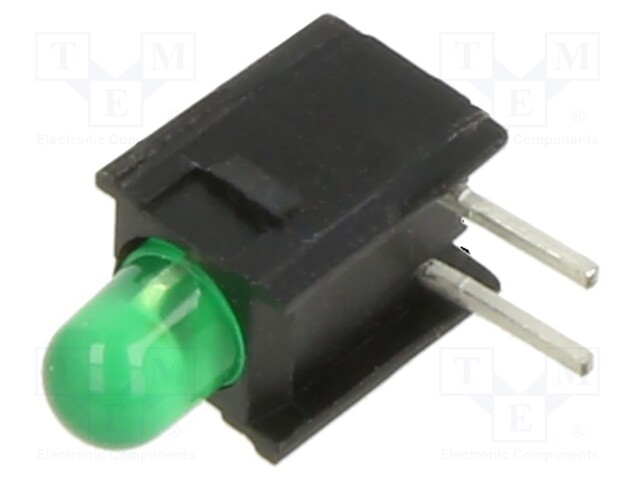 LED; in housing; green; 3mm; No.of diodes: 1; 30mA; Lens: green; 60°