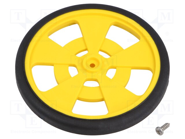 Wheel; yellow; Shaft: two sides flattened; Pcs: 1; screw; Ø: 69mm