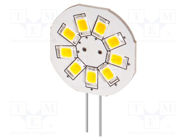 LED lamp; warm white; G4; 12VDC; 12VAC; 120lm; 1.5W; 140°; 2800K