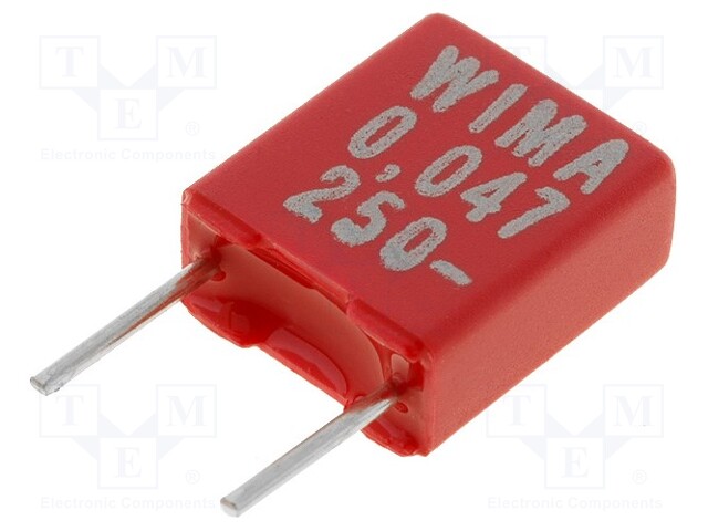 Capacitor: polyester; 47nF; 160VAC; 250VDC; Pitch: 5mm; ±10%