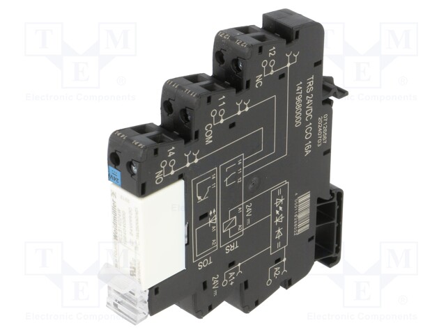 Relay: interface; SPDT; Ucntrl: 24VDC; 16A; DIN; Variant: Relay set