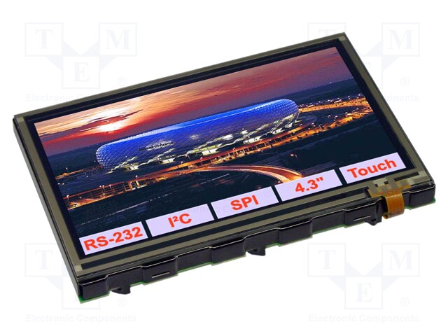 Display: TFT; 4.3"; 480x272; Illumin: LED; Dim: 106.8x71mm; 5VDC