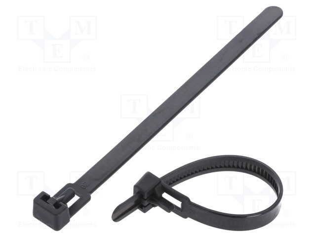 Cable tie; multi use; L: 125mm; W: 7.2mm; polyamide; 222N; black