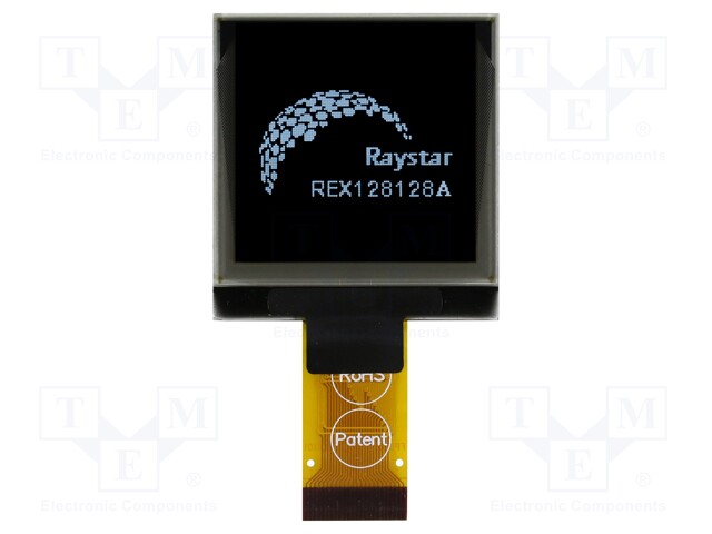 Display: OLED; graphical; 1.5"; 128x128; Dim: 33.8x36.5x2.05mm