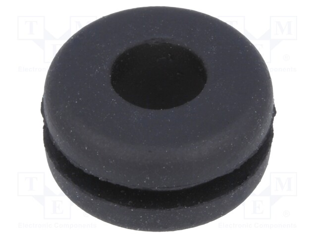 Grommet; Ømount.hole: 12mm; Øhole: 7mm; caoutchouc; -30÷90°C; black