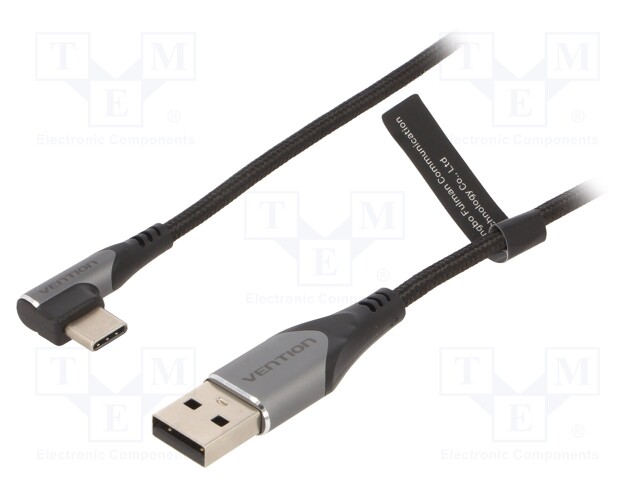 Cable; USB 2.0; USB A plug,USB C angled plug; nickel plated