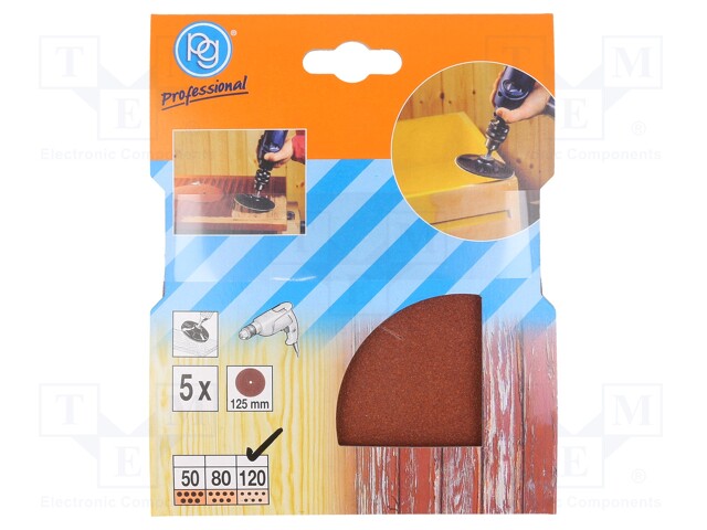 Sandpaper; Granularity: 120; Ø125mm; 5pcs.