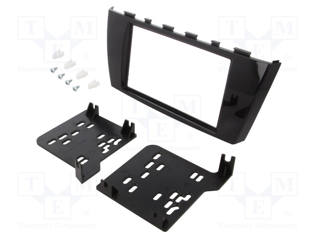 Radio mounting frame; Mitsubishi; 2 DIN; black gloss,grey gloss