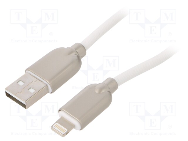 Cable; USB 2.0; Apple Lightning plug,USB A plug; 1m; white