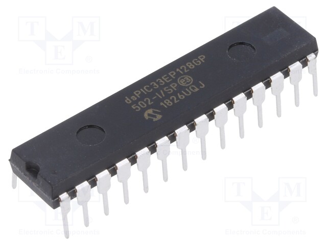 DsPIC microcontroller; SRAM: 16kB; Memory: 128kB; DIP28; 2.54mm