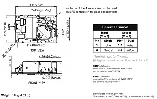 Power supply: switched-mode; 65W; 120÷370VDC; 85÷264VAC; OUT: 1