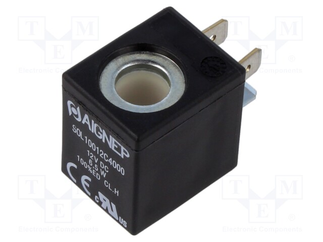 Coil for solenoid valve; IP65; 12VDC; 6.5W