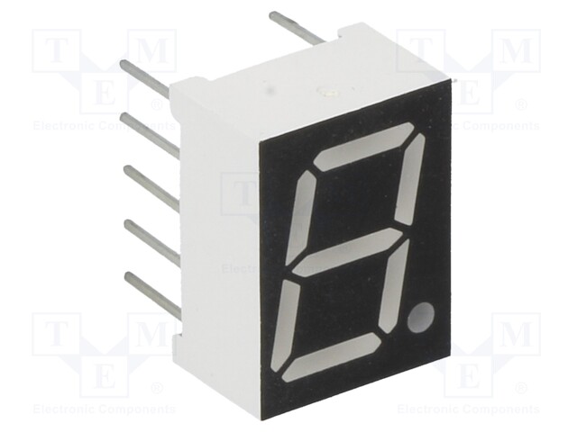 Display: LED; 7-segment; 10.16mm; red; 10mcd; anode; No.char: 1; 0.4"