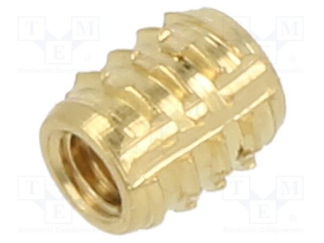 Threaded insert; brass; M2; BN: 37915; L: 4mm; Features: for plastic