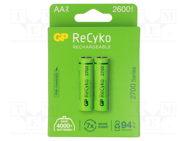 Re-battery: Ni-MH; AA; 1.2V; 2650mAh; ReCyko; blister; Ready2Use