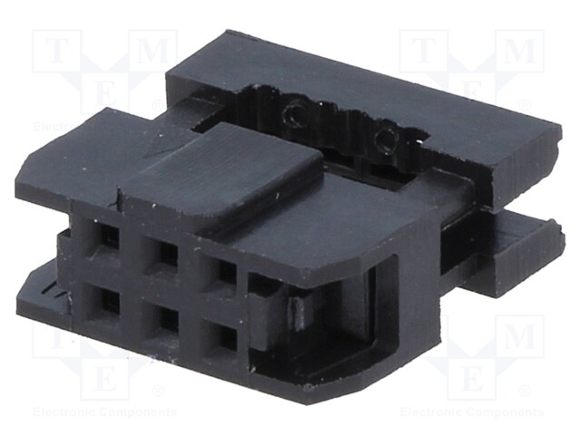 Plug; IDC; female; PIN: 6; with cable clamp; IDC; for ribbon cable