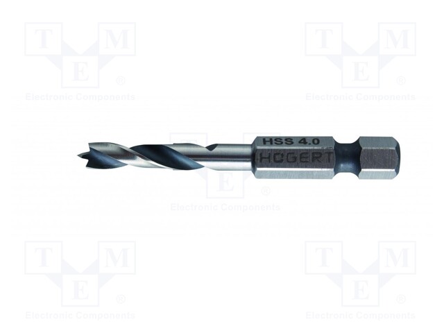 Drill bit; for wood; Ø: 4mm; L: 60mm; Mounting: 1/4" (E6,3mm); 1pcs.