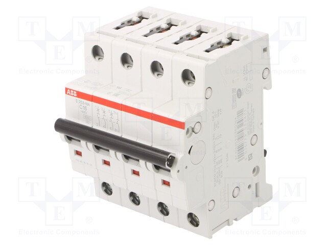 Circuit breaker; 400VAC; Inom: 16A; Poles: 3+N; DIN; Charact: C; 6kA