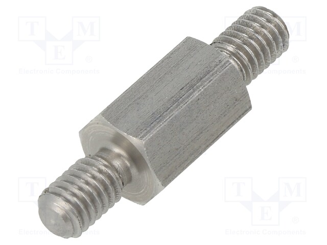 Screwed spacer sleeve; 15mm; Ext.thread: M6; hexagonal