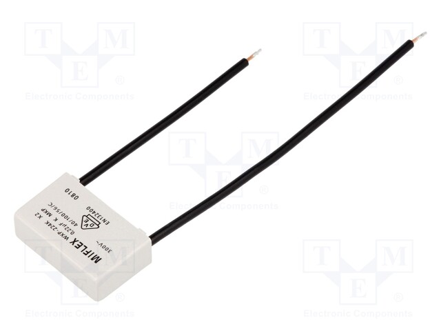 Capacitor: polypropylene; X2; 220nF; 22.5mm; ±10%; 26.5x7.5x15.5mm