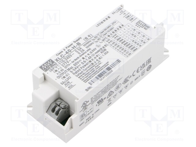 Power supply: switching; LED; 40W; XLC-40; -25÷90°C; OUT: 1