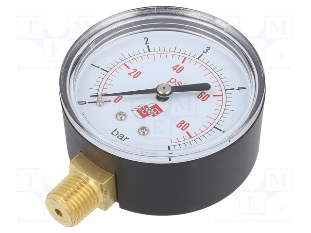 Manometer; Working pressure: 0÷6bar; 63mm; Enclos.mat: plastic