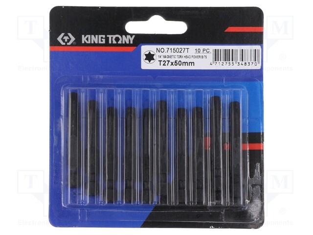 Screwdriver bit; Torx®; TX27; Overall len: 50mm