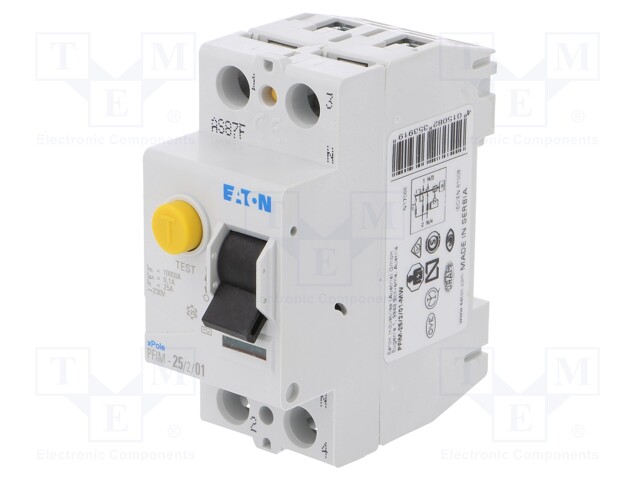 RCD breaker; Inom: 25A; Ires: 100mA; Max surge current: 250A; 400V