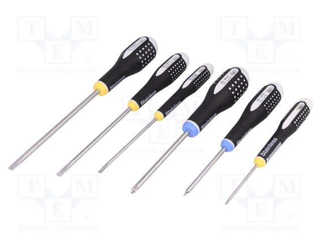 Screwdrivers; Pcs: 6; Pozidriv cross,slot