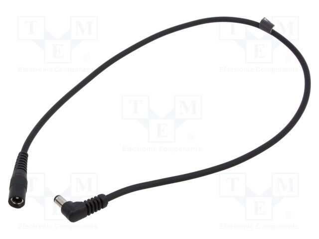 Cable; DC 5,5/2,1 plug,DC 5,5/2,1 socket; angled; 1mm2; black