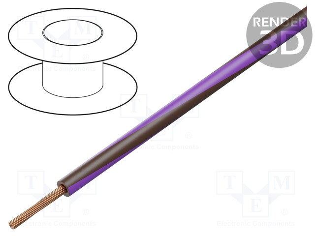 Wire; LgY; stranded; Cu; 1.5mm2; brown-violet; PVC; 300/500V; 100m