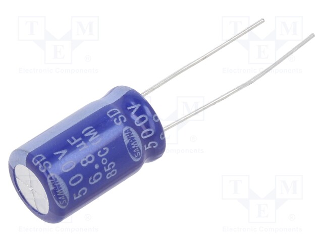 Capacitor: electrolytic; THT; 6.8uF; 500VDC; Ø10x16mm; ±20%; 2000h