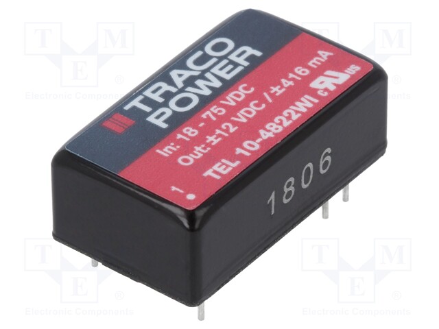 Converter: DC/DC; 10W; Uin: 18÷75V; Uout: 12VDC; Uout2: -12VDC; DIP16