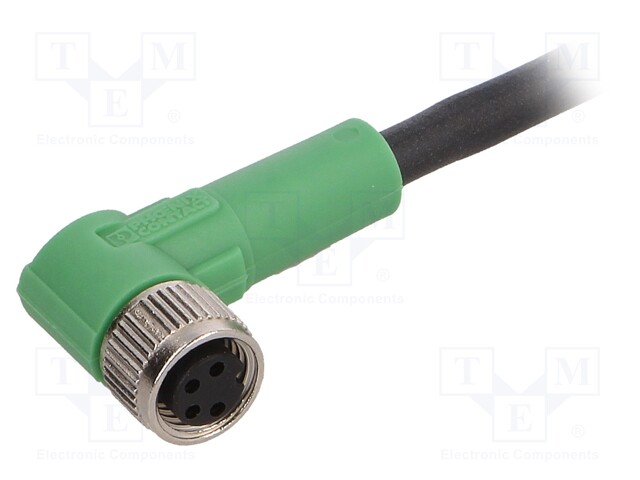 Connection lead; M8; PIN: 4; angled; 1.5m; plug; 30VAC; 4A; -25÷90°C