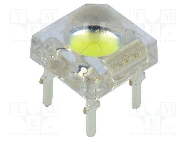 LED Super Flux; 7.62x7.62mm; white; 65÷70lm; 120°; Front: convex