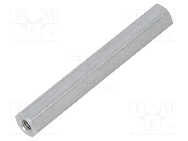 Screwed spacer sleeve; Int.thread: M3; 45mm; hexagonal; aluminium