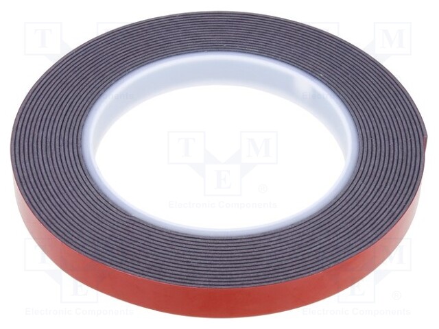 Tape: fixing; W: 12mm; L: 5m; D: 1.1mm; V: double-sided; acrylic; black