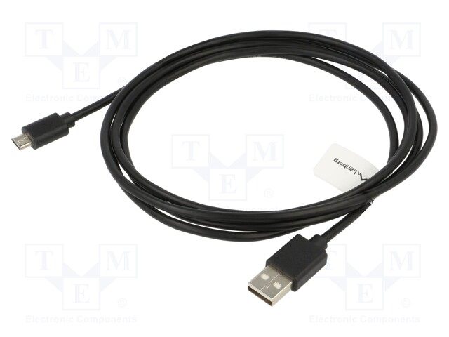 Cable; USB 2.0; USB A plug,USB B micro plug; gold-plated; 1.8m