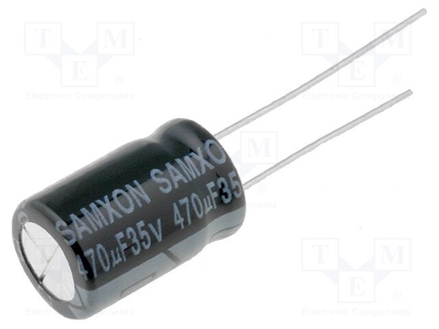 Capacitor: electrolytic; THT; 470uF; 35VDC; Ø10x16mm; Pitch: 5mm