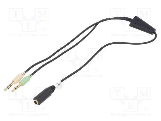 Cable; Jack 3.5mm 3pin plug x2,Jack 3.5mm 4pin socket; 0.4m