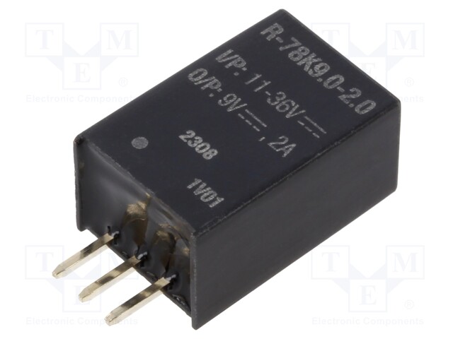 Converter: DC/DC; Uin: 11÷36V; Uout: 9VDC; Iout: 2A; SIP3; 1.7g; THT