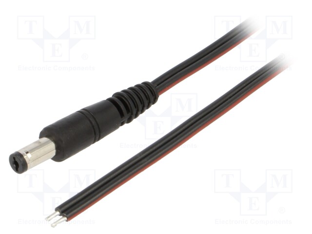 Cable; wires,DC 5,5/1,7 plug; straight; 0.75mm2; black; 0.5m