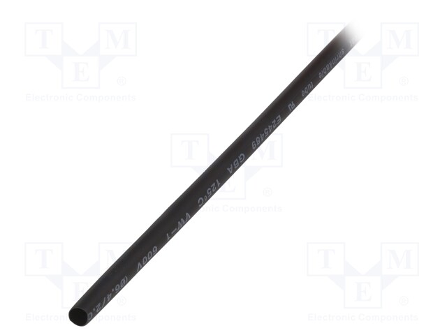 Heat shrink sleeve; glued; 3: 1; 6.4mm; L: 1m; black; polyolefine