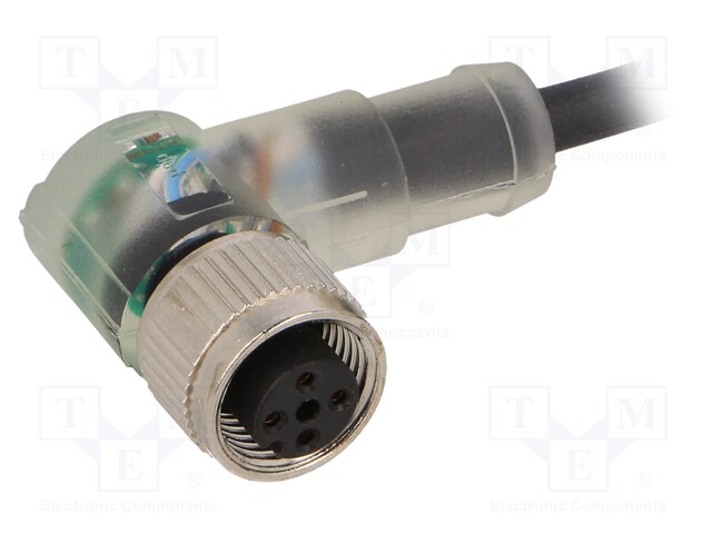 Connection lead; M12; PIN: 4; angled; 5m; plug; 24VAC; 4A; -25÷80°C