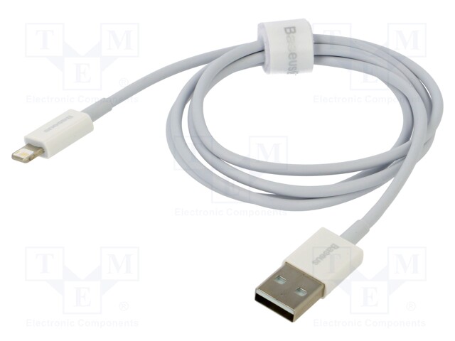 Cable; Apple Lightning plug,USB A socket; 1m; white; 2.4A