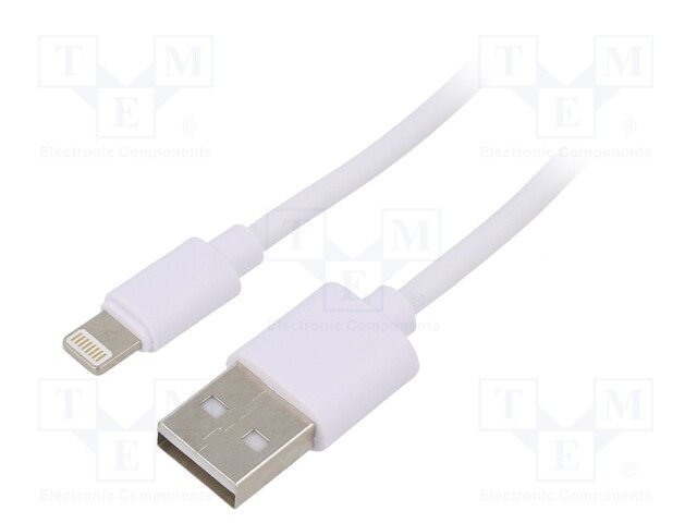 Cable; USB 2.0; Apple Lightning plug,USB A plug; nickel plated