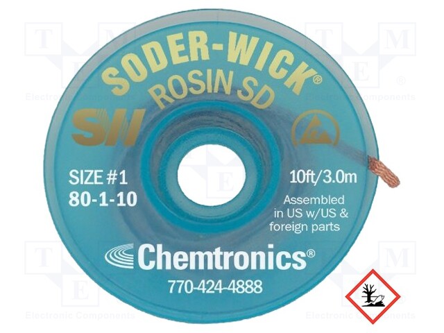 Tape: desoldering; rosin,No Clean; W: 0.8mm; L: 3m