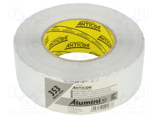 Tape: duct; silver; W: 45mm; -35÷120°C; L: 50m; Thk: 0.08mm; 3%